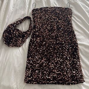 Sequin Mini Dress with Matching Bag